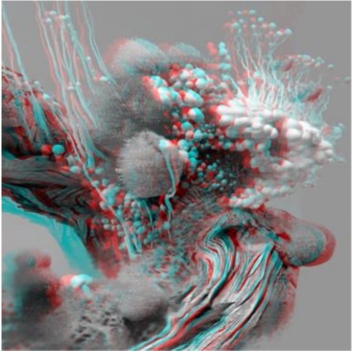 Anaglyph detail of a generated hybrid creature